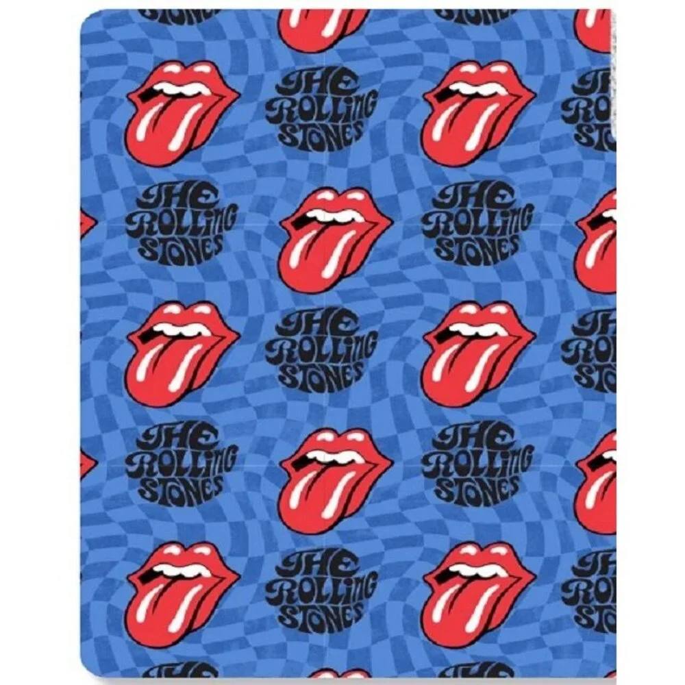 New Blue The Rolling Stones Plush Fleece Gift Throw Blanket Red Lips Tongue Logo